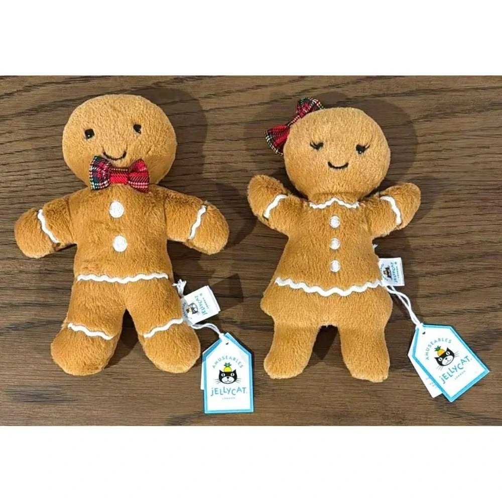Jellycat Jolly Gingerbread Fred + Ruby + Star + Tree Plush Cookies AUTHENTIC NWT